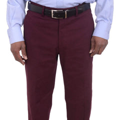Aldo Valentini PANTS 32W Aldo Valentini Slim Fit Solid Burgundy Stretch Cotton Casual Pants Made In Italy