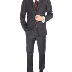 Blujacket SUITS Blujacket Men's Charcoal Gray 100% Wool Canvassed Regular Fit Suit