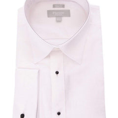 Marquis Marquis Slim Fit White Textured Spread Collar French Cuff Cotton Tuxedo Shirt