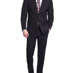 Raphael Bestselling Items Raphael Men's Regular Classic Fit Solid Black 2 Button Mens Wool-touch Suit
