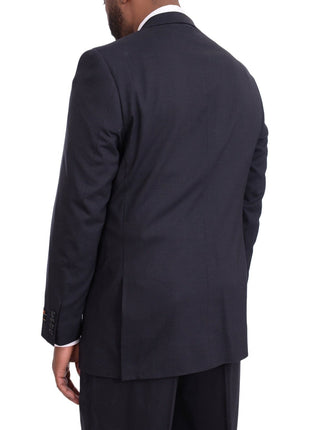 Steven Land TWO PIECE SUITS Steven Land Classic Fit Navy Blue Texured Two Button Wool Suit