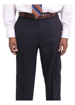 Steven Land TWO PIECE SUITS Steven Land Classic Fit Navy Blue Texured Two Button Wool Suit