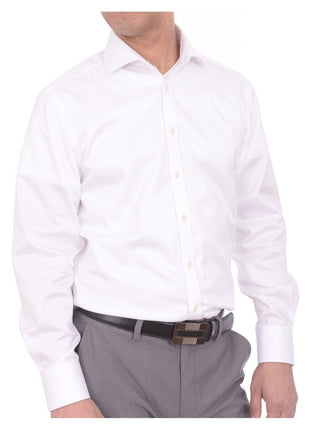 Christopher Morris Mens 100% Cotton Solid White Non-Iron Classic Fit Dress Shirt
