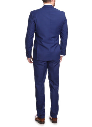 Raphael Men's Solid French Blue Regular Classic Fit Two Button Formal Suit