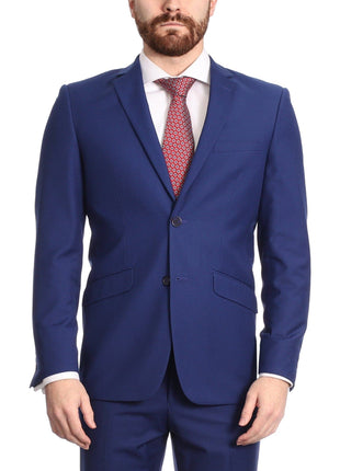 Raphael Men's Solid French Blue Regular Classic Fit Two Button Formal Suit