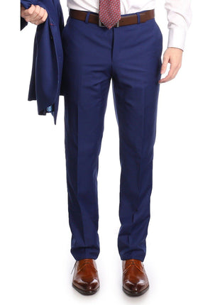 Raphael Men's Solid French Blue Regular Classic Fit Two Button Formal Suit