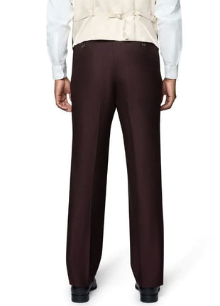 Beragamo Elegant Mens Big & Tall Burgundy 100% Wool Classic Fit Vested Suit with Peak Lapel