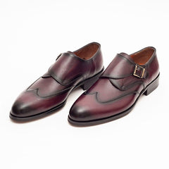 Ariston SHOES Ariston Mens Burgundy Single Monk Strap Leather Dress Shoes