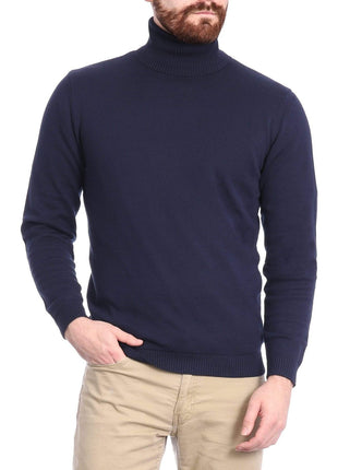 Arthur Black Default Category Migrated Arthur Black Men's Solid Navy Blue Pullover Cotton Blend Turtleneck Sweater Shirt