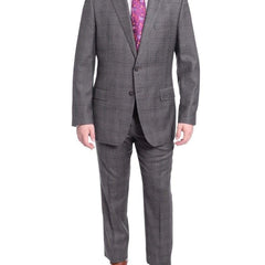 Blujacket TWO PIECE SUITS Blujacket Classic Fit Gray Plaid Windowpane Two Button Reda Wool Suit