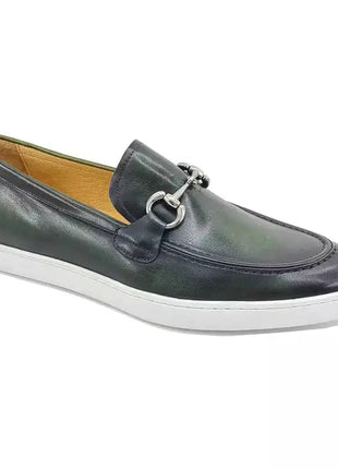 Carrucci SHOES Carrucci Mens Olive Green Fashion Sneaker With Buckle Casual Shoes