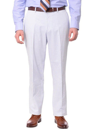 blue and white striped cotton seersucker suit pants