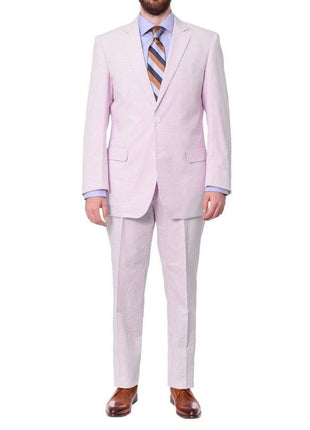 pink and white striped cotton seersucker men's suit
