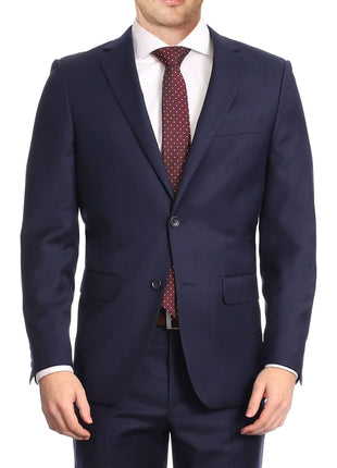 Label M Bestselling Items Mens Classic Fit Navy Blue Two Button 100% Wool Suit