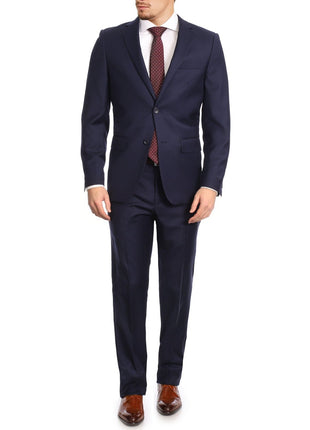 Label M Bestselling Items Mens Classic Fit Navy Blue Two Button 100% Wool Suit