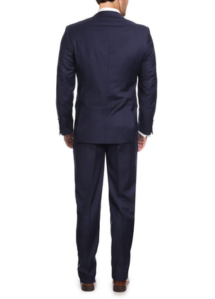 Label M Bestselling Items Mens Classic Fit Navy Blue Two Button 100% Wool Suit